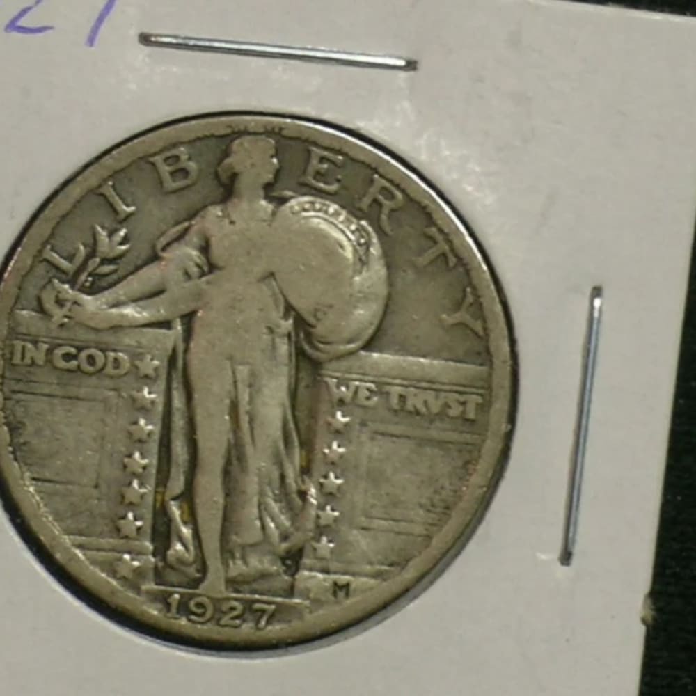 1927 Nice Standing Liberty Quarter - Early Date Coin - -- over 90 years old (AE7-6)